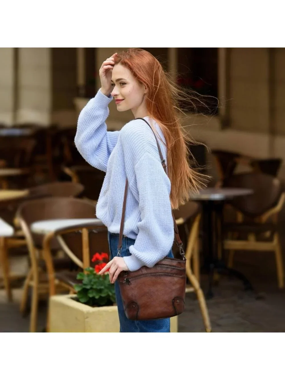 Vintage Leather Crossbody Bag for Women | Stylish Hobo Shoulder Handbag